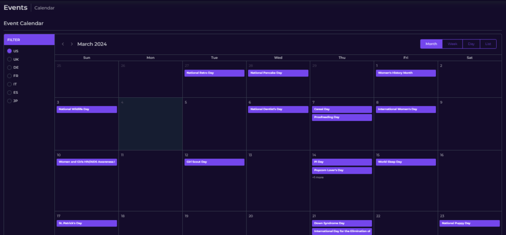 Events Calendar merchdominator
